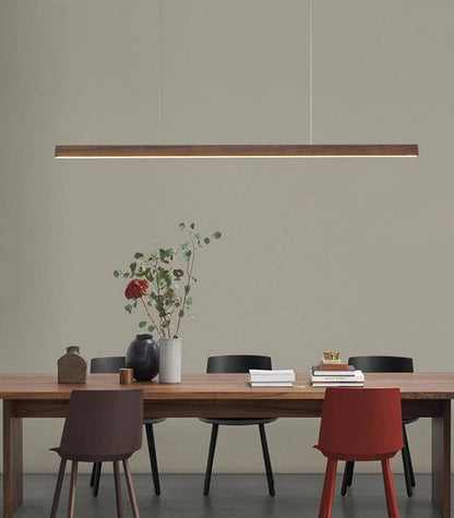 Teak Wood Pendant Light – Rectangle Handcrafted Minimalist LED Ceiling Light for Dining & Kitchen - NixWoods