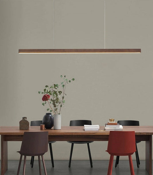 Teak Wood Pendant Light – Rectangle Handcrafted Minimalist LED Ceiling Light for Dining & Kitchen - NixWoods