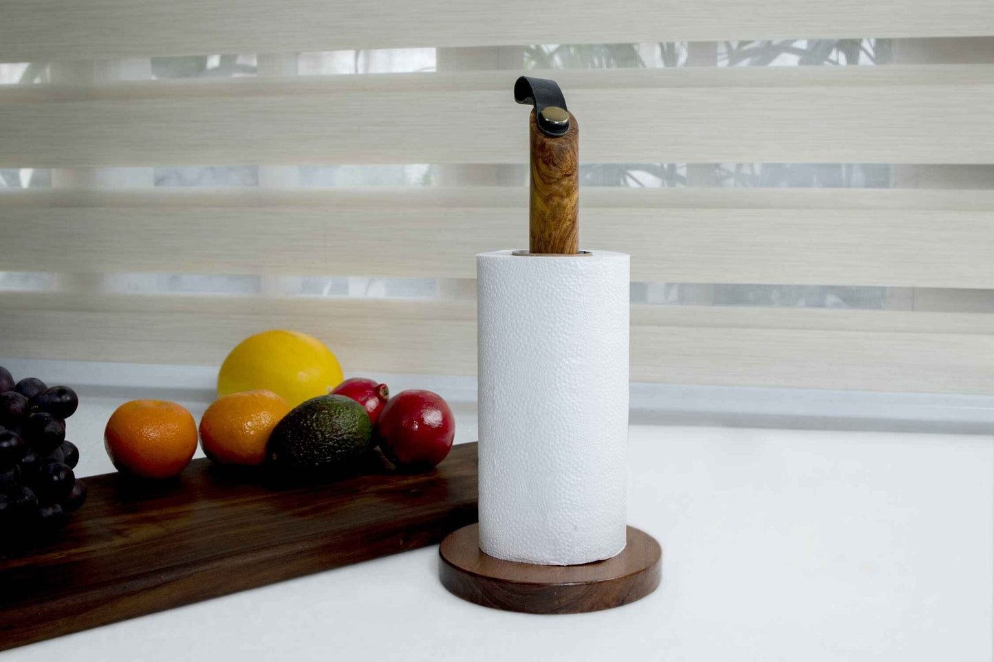 Wooden Paper Roll Holder – Minimal Teak Stand for Kitchen & Dining Use - NixWoods