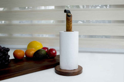 Wooden Paper Roll Holder – Minimal Teak Stand for Kitchen & Dining Use - NixWoods