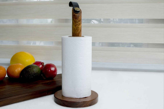 Wooden Paper Roll Holder – Minimal Teak Stand for Kitchen & Dining Use - NixWoods
