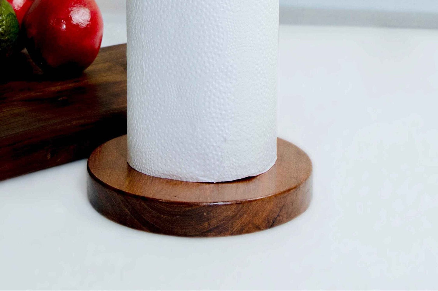 Wooden Paper Roll Holder – Minimal Teak Stand for Kitchen & Dining Use - NixWoods